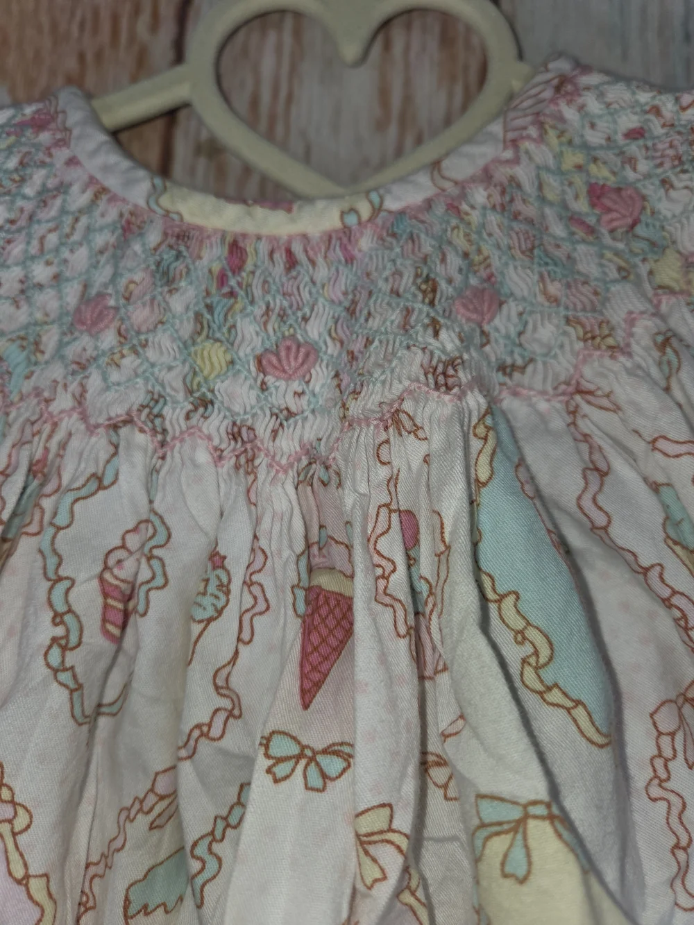 Smockingbird Smocked Baby Romper with Pastel Dessert Print Summer Birthday 24m